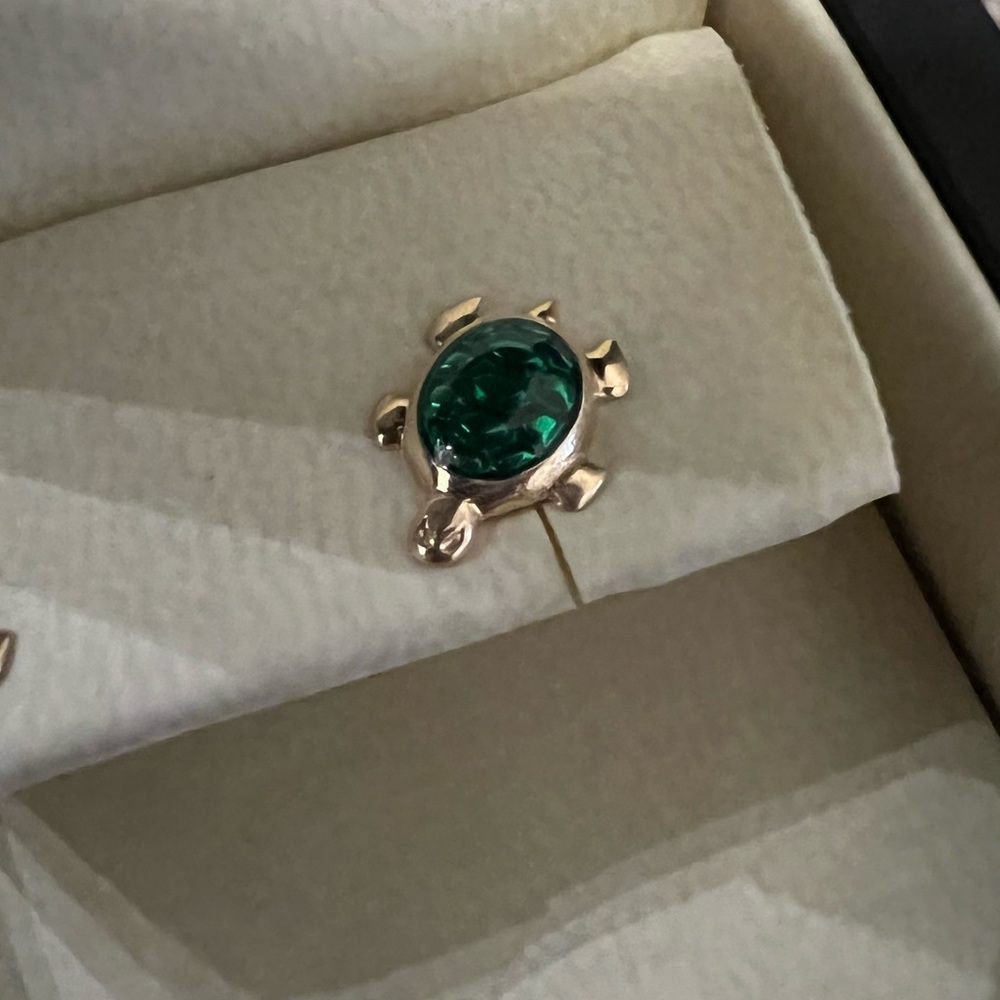 Turtle Earrings - 14g and Green Enamel